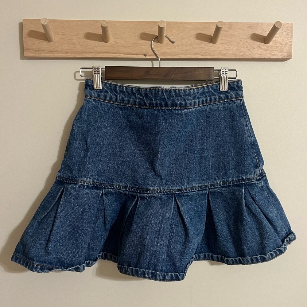Lioness Pleated Frill Denim Skirt
